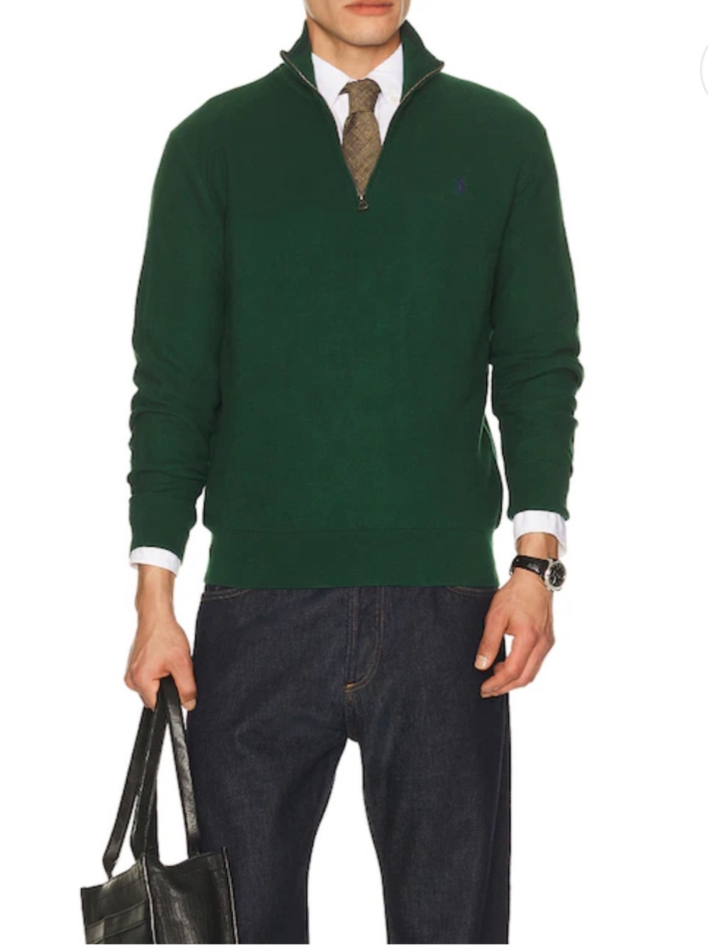 Polo Ralph Lauren Men's Forest Green Half-Zip Sweater size Large